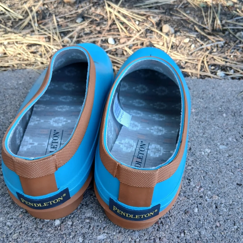 Pendleton Turquoise Pagosa Spring Southwest Clogs Rubber Garden Shoes Sz 10 - Picture 3 of 4